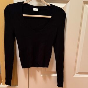 Abercrombie and Fitch Black Ribbed Long Sleeve Sweater